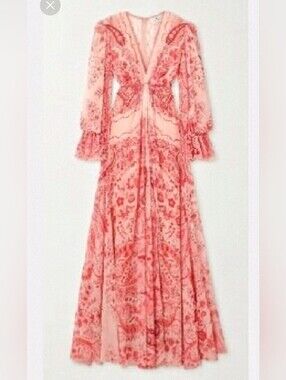 NWT Jardinvue Bohemian Pink Floral  Maxi Dress